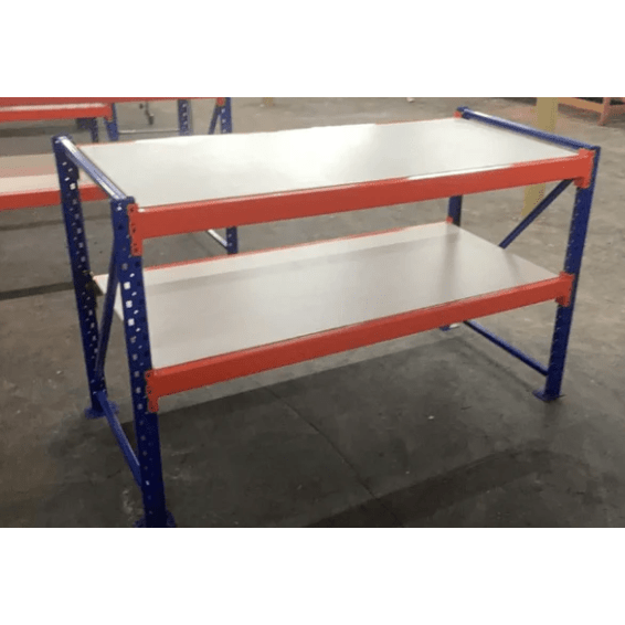Heavy Duty Workstation With 2 Tier Chipboard Shelves - UK Pallet Racking