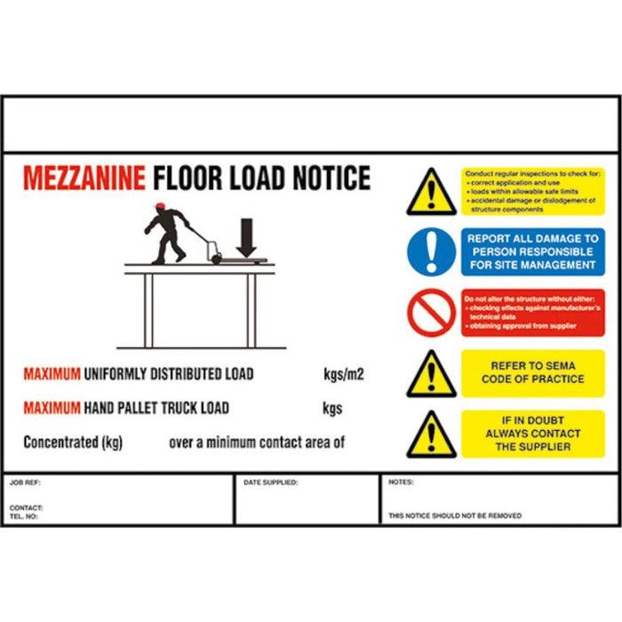 Weight Load Notices - UK Pallet Racking