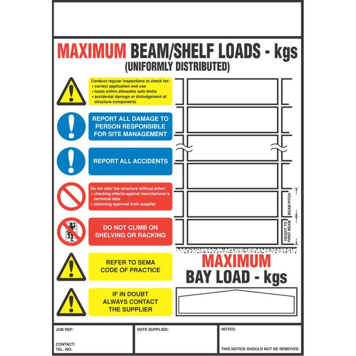 Weight Load Notices - UK Pallet Racking