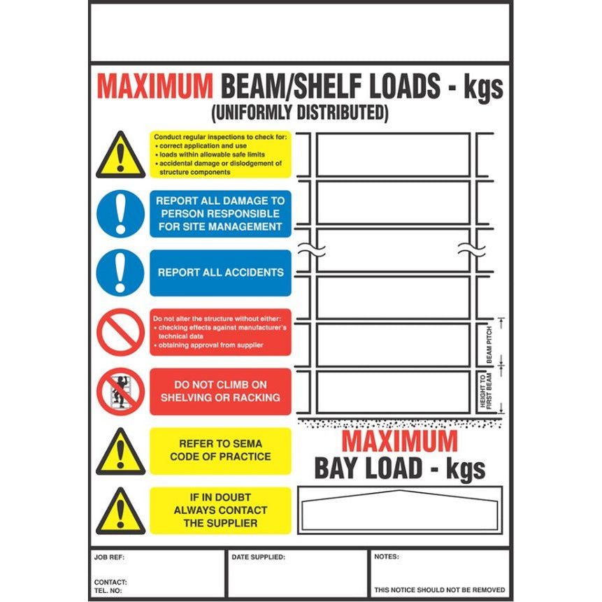 Weight Load Notices — UK Pallet Racking