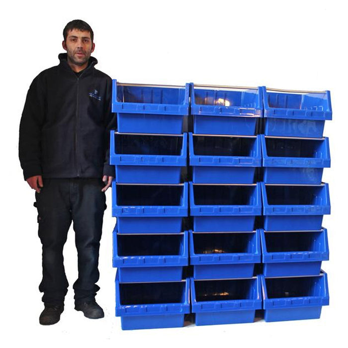 Large Stack and Nest Supra Storage Bins Blue 300 x 425 x 600 - UK Pallet Racking